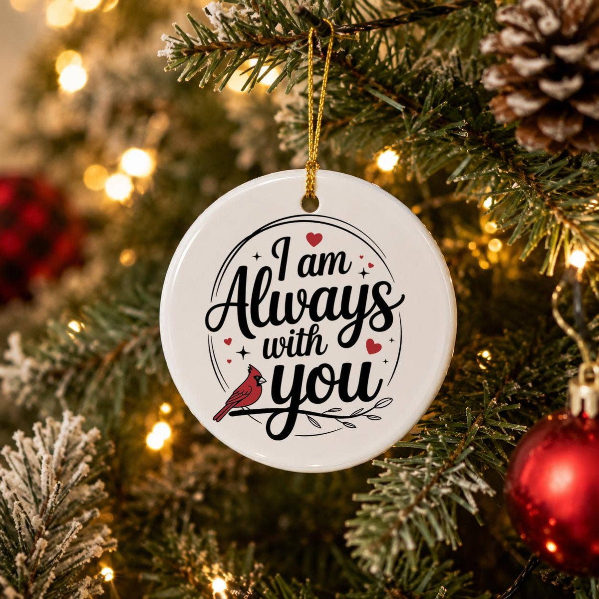 Sentimental Ceramic Ornament 'I Am Always With You' with Cardinal