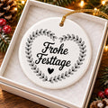 Heart Vine Motif 'Frohe Festtage' White Ceramic Ornament Box