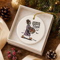 Whimsical 'Dead Tired' Skeleton Ceramic Halloween Ornament