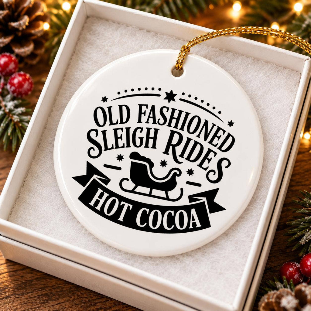 Old Fashioned Sleigh Rides Ceramic Christmas Ornament