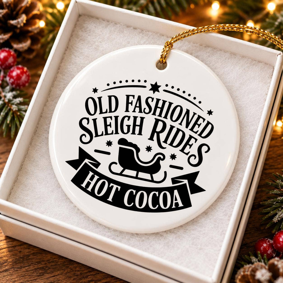 Old Fashioned Sleigh Rides Ceramic Christmas Ornament