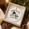 Humorous Snowman Meltdown Ceramic Christmas Ornament
