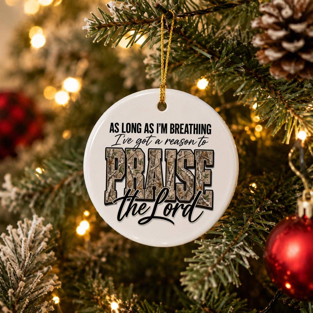 Religious Praise the Lord Ceramic Christmas Ornament