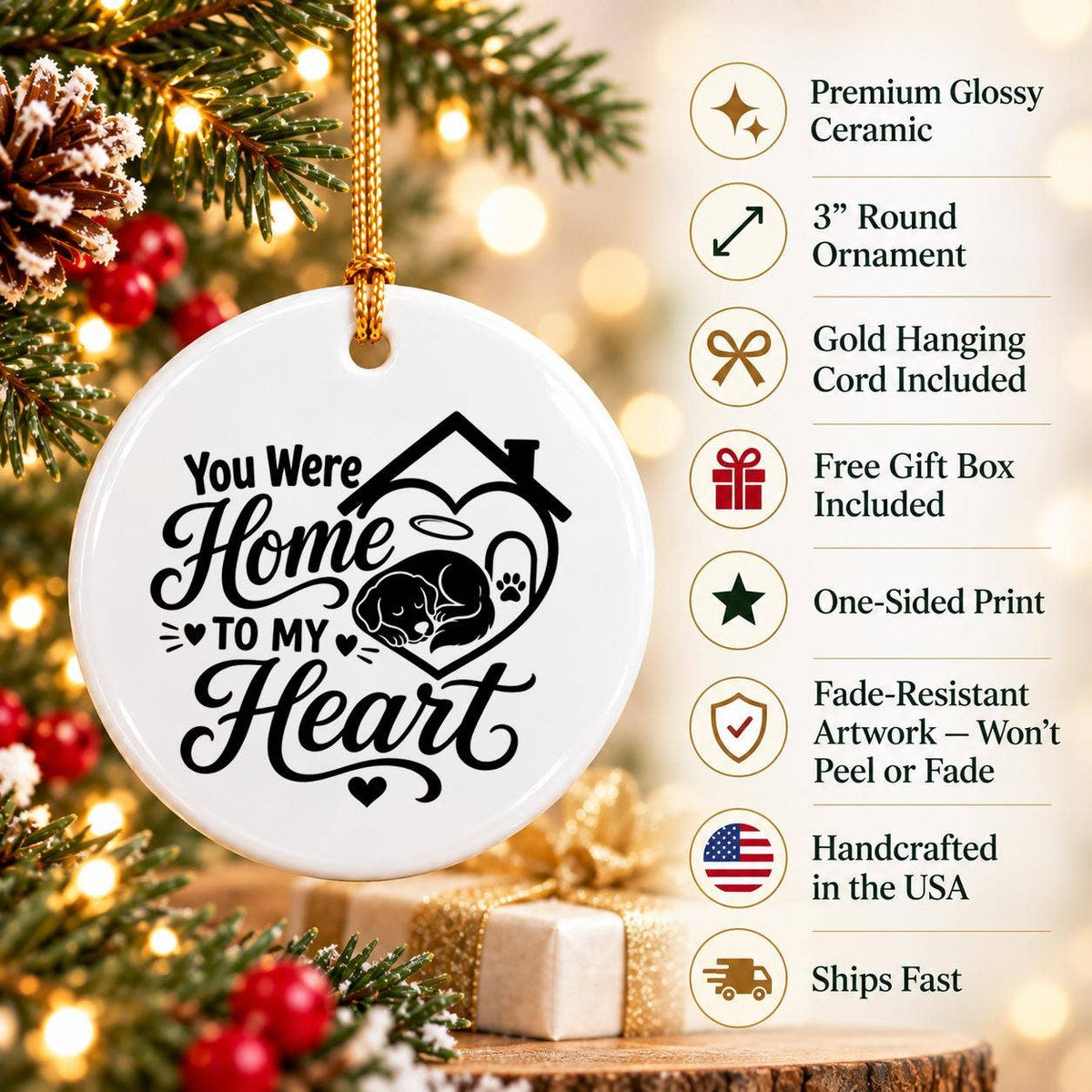 Heartfelt Ceramic Pet Memorial Ornament with House Motif