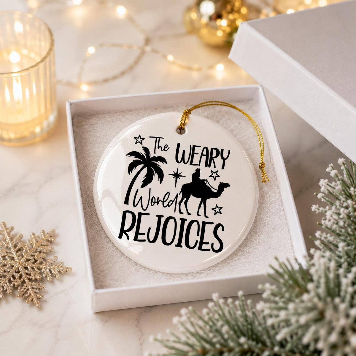 Nativity Scene Ceramic Ornament Gift Box: Rejoice in Faith