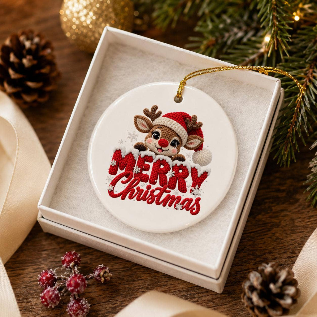 Rudolph Merry Christmas Ceramic Ornament Gift Boxed