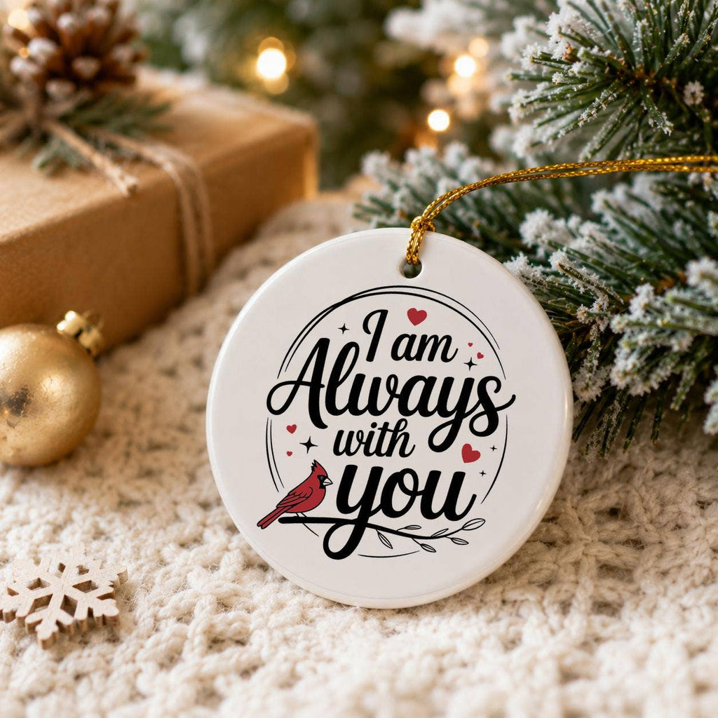 Sentimental Ceramic Ornament 'I Am Always With You' with Cardinal