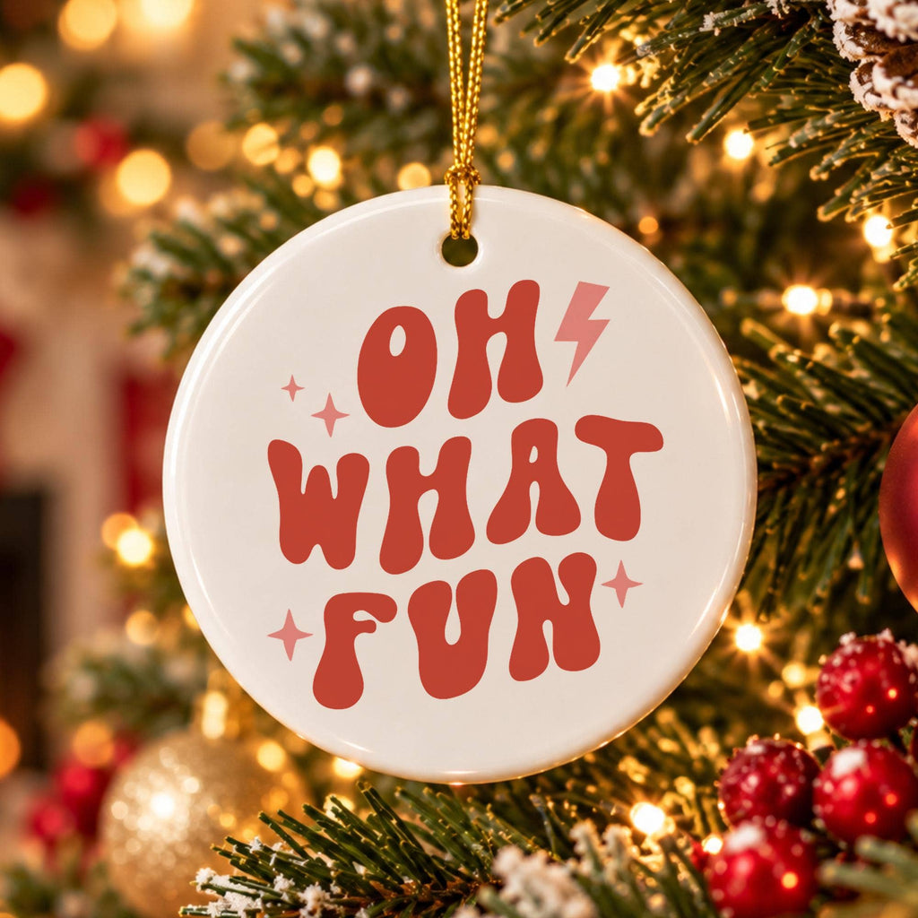 Oh What Fun Ceramic Christmas Ornament Gift Box