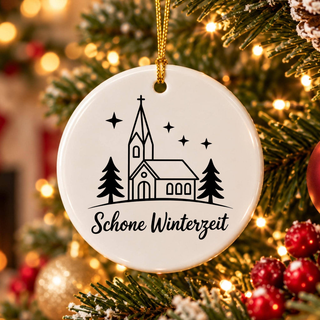Schöne Winterzeit Church Ceramic Ornament Gift Boxed