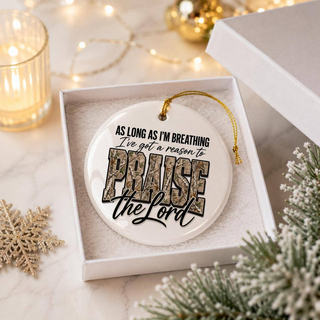 Religious Praise the Lord Ceramic Christmas Ornament