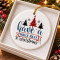 Holly Jolly Christmas Ceramic Ornament with Gift Box
