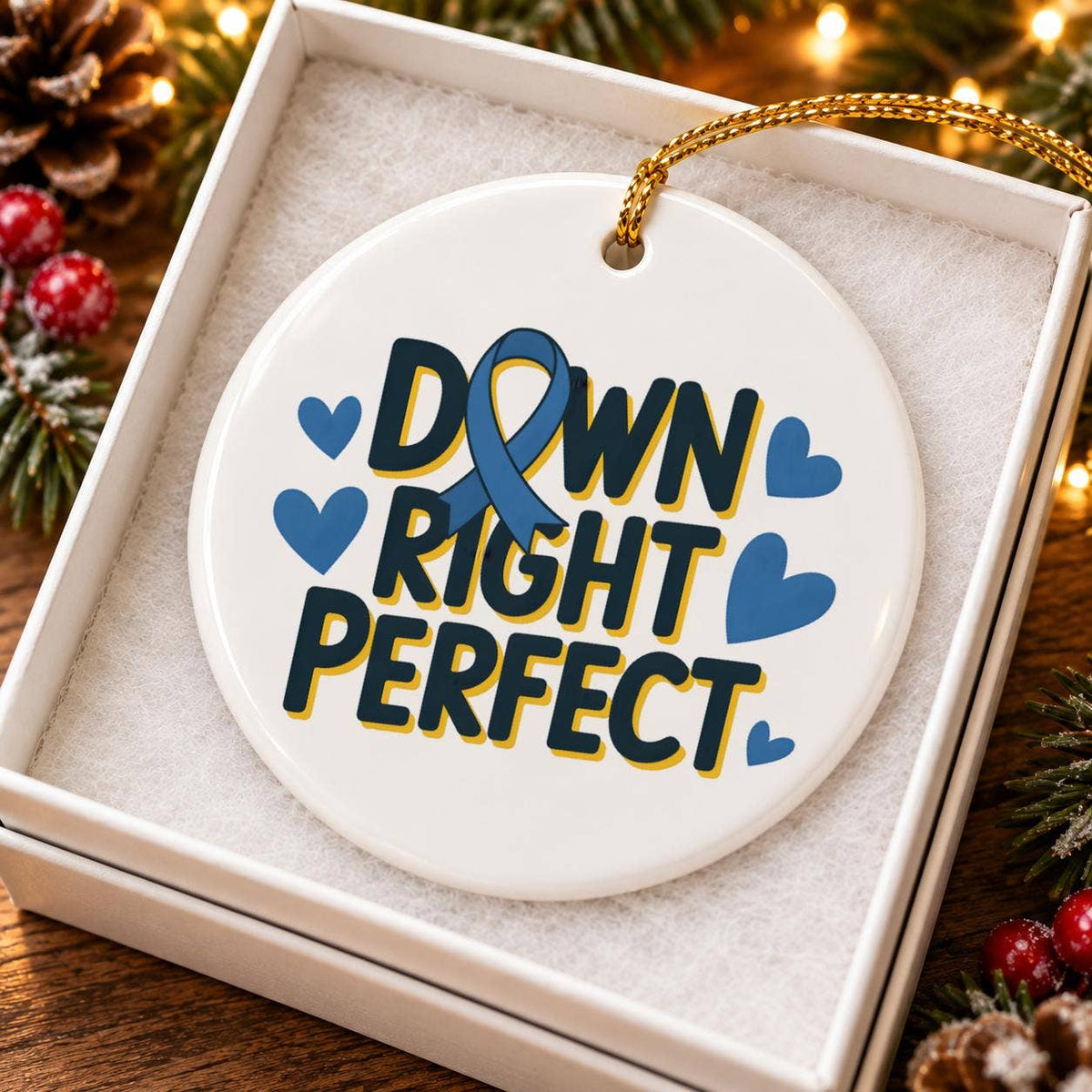 Down Syndrome Support Heart Ornament - Ceramic Keepsake Gift