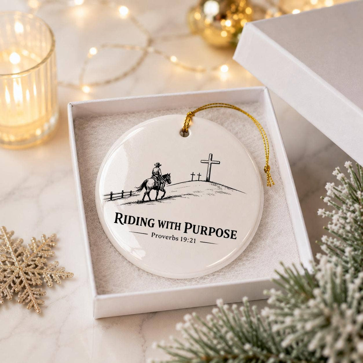 Ceramic Ornament Gift – Riding with Purpose Proverbs 19:21