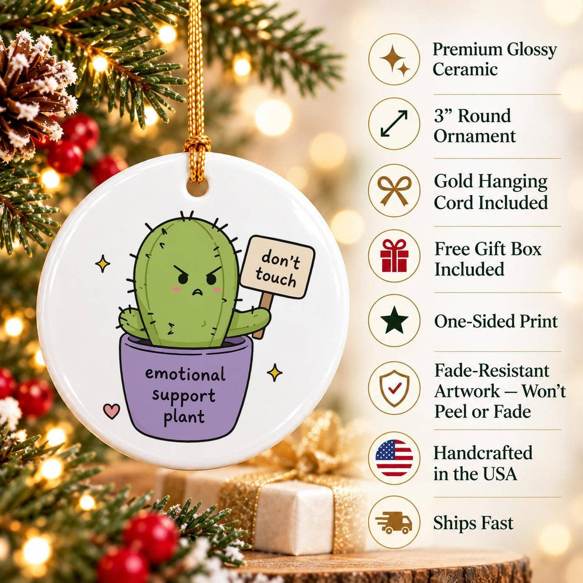 Emotional Support Plant Ceramic Ornament Gift Boxed