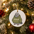 Quirky Overstimulated Pigeon Ceramic Ornament for Holidays