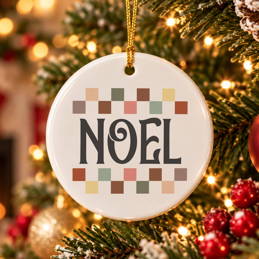 Noel Ceramic Ornament with Gift Box Christmas Decor