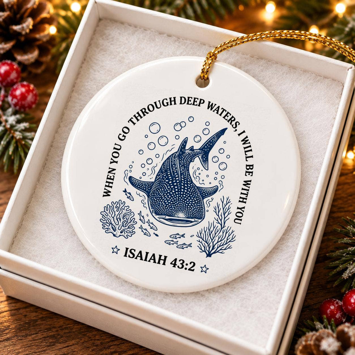 Inspirational Whale Ceramic Christmas Ornament Gift