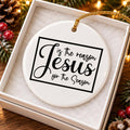 Elegant Ceramic Ornament with 'Jesus is the Reason' Script