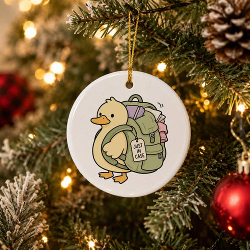 Adventurous Duck Backpack Ornament in Gift Box - Ceramic