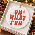Oh What Fun Ceramic Christmas Ornament Gift Box