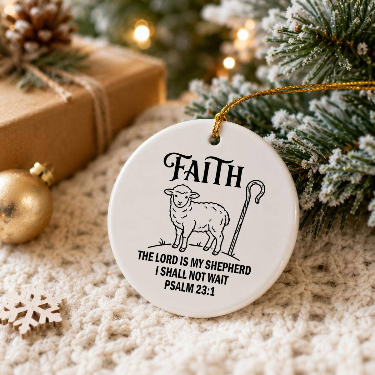 Faithful Shepherd Psalm 23 Ceramic Christmas Ornament Gift