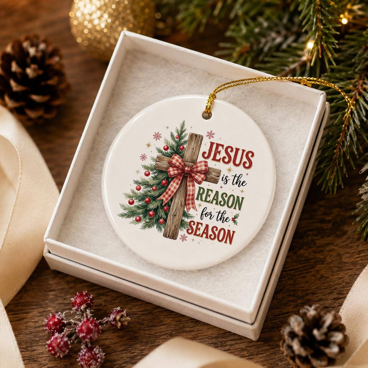 Ceramic Ornament: "Jesus is the Reason" Christmas Tree Decor
