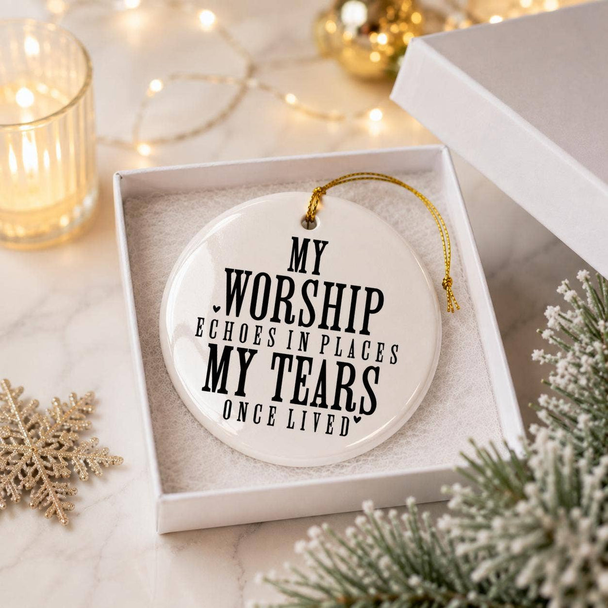 Elegant Ceramic Ornament: Hope and Faith, Gift Box Included