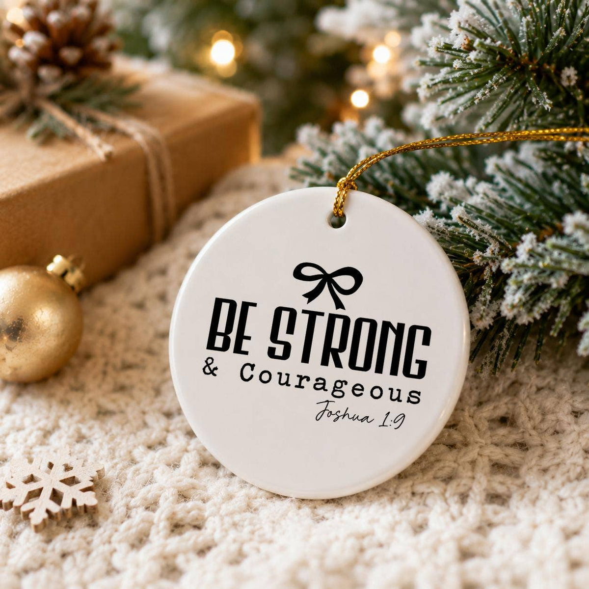 Inspirational Ceramic Ornament Be Strong Courageous