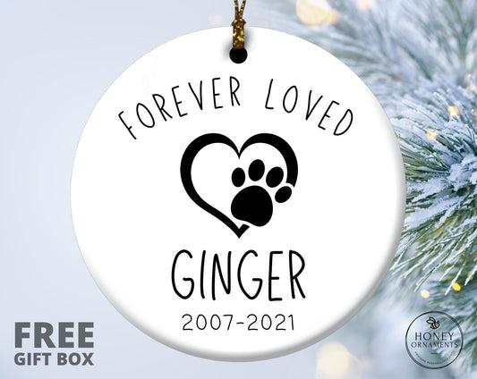 Personalized Pet Memorial Ornament, Custom Cat or Dog Name, Ceramic Ornament