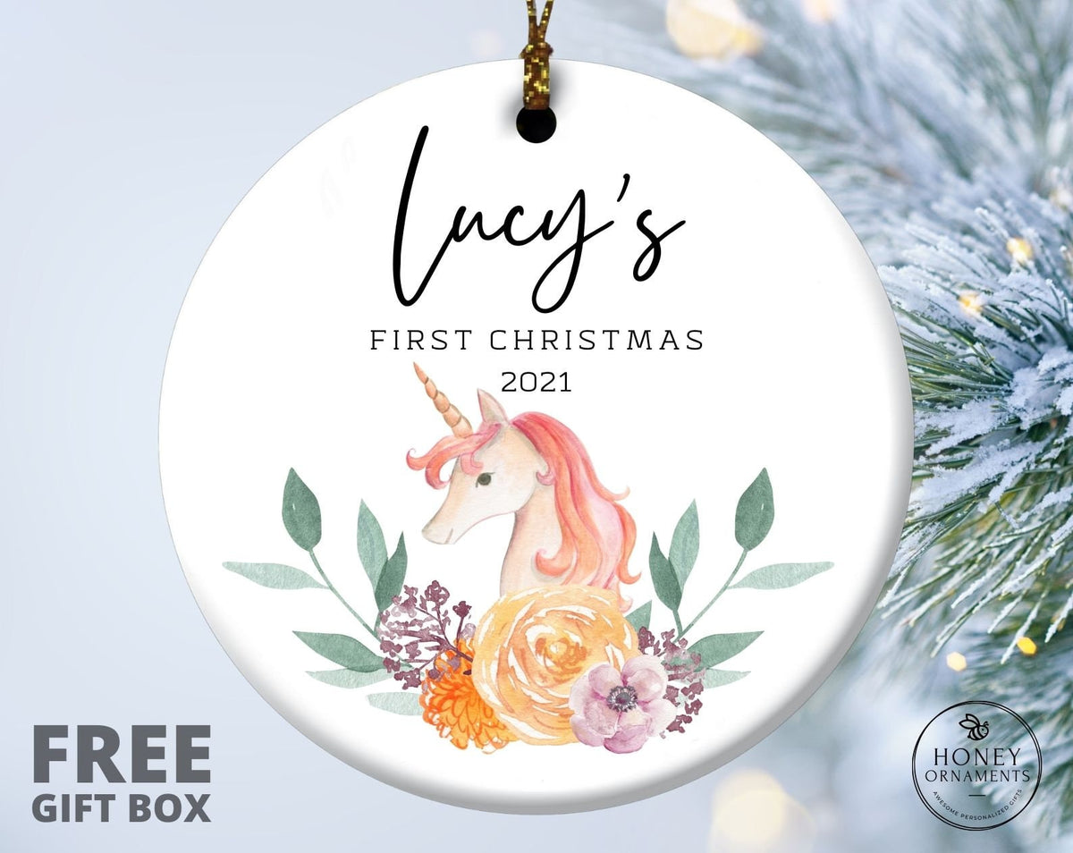 Baby's First Christmas Ornament - Unicorns