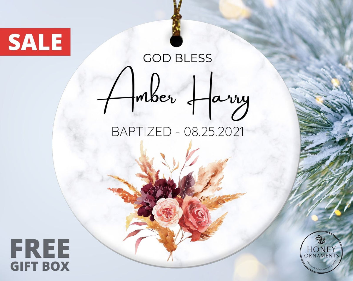 God Bless Baptism Ornament Personalized Baptized Ornament