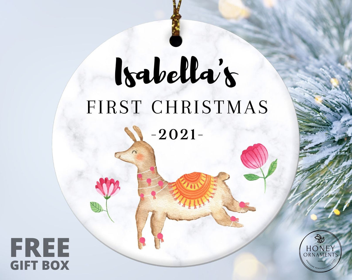 Baby's First Christmas Ornament - Alpaca