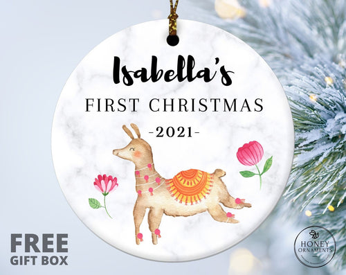 Baby's First Christmas Ornament - Alpaca