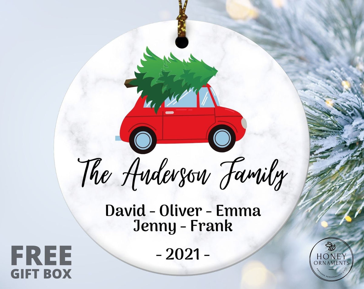 Christmas Tree Ornament with Family Names, Personalized 2026 Christmas Keepsake, Custom Holiday Ornament, Cute Family Christmas gift