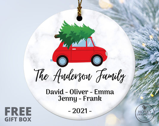 Christmas Tree Ornament with Family Names, Personalized 2026 Christmas Keepsake, Custom Holiday Ornament, Cute Family Christmas gift
