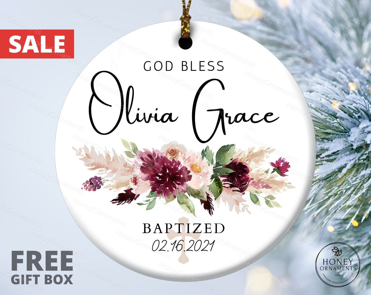 God Bless Baptized Ornament - Personalized Baptism Ornament