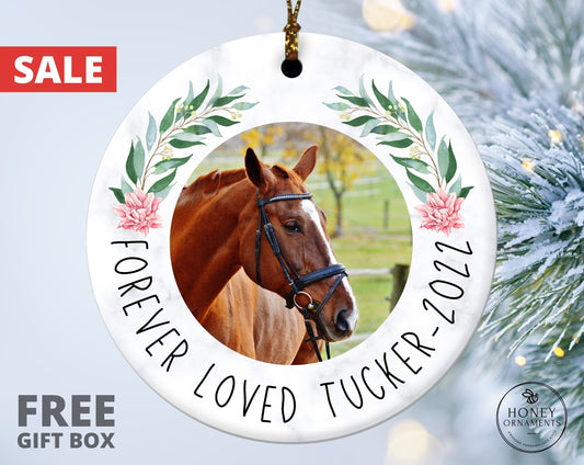 Horse Memorial Ornament, Horse Photography, Personalized Horse Loss Gift, Horse Memorial Gift, Horse Sympathy Gift, Custom Horse Lover Gift