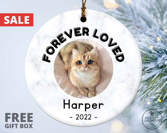 Cat Memorial Ornament, Pet Ornament, Personalized Cat Loss Gift, Cat Memorial Gift, Cat Sympathy Gift, Custom Pet Remembrance Gift