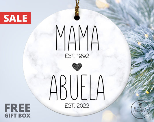 Mama, Abuela Ornament - New Grandma Gift - First Time Grandma Ornament - Future Grandma Gifts - Pregnancy Announcement - Mothers Day Gift