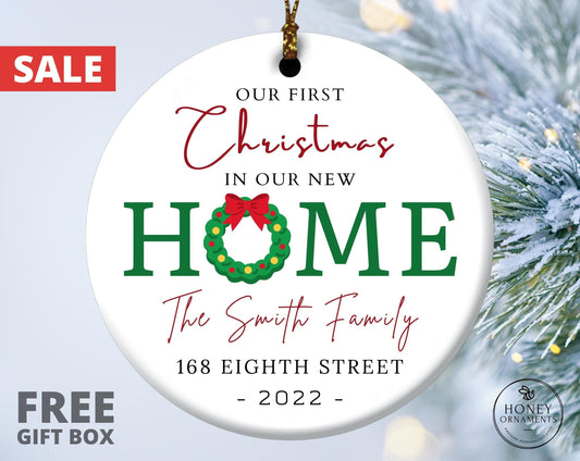 New Home Christmas Ornament, Custom New House Ornaments, Real Estate Closing Gift, Personalized Our First Christmas in Our New Home Ornament