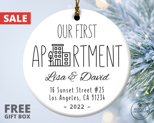 Our First Apartment Ornament, Personalized First Apartment Christmas Ornament, New House Ornament, Christmas Gift, 1st Apartment Condo Gift
