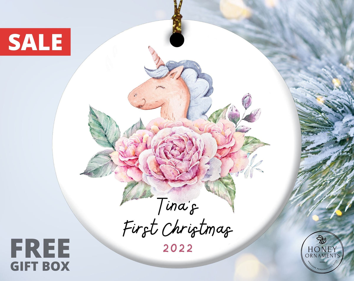 My First Christmas Ornament for Girl, Baby's First Christmas Ornament 2026, Personalized Unicorn Baby Ornament, Baby's 1st Christmas Gift