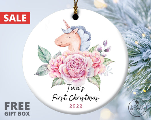 My First Christmas Ornament for Girl, Baby's First Christmas Ornament 2026, Personalized Unicorn Baby Ornament, Baby's 1st Christmas Gift