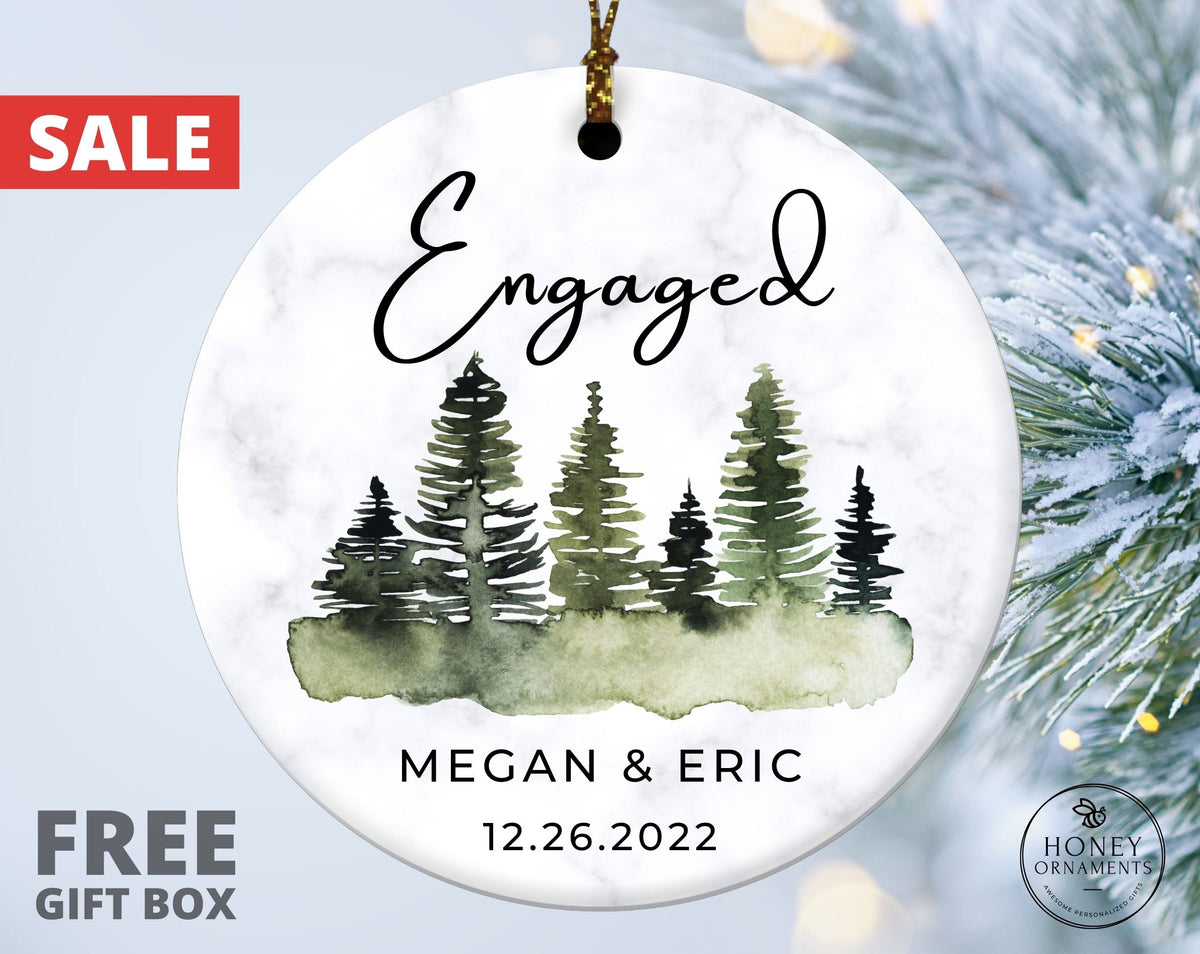 Personalized Engaged Ornament, Engagement Ornament, Engagement Gift, Custom Ornament, Engagement Announcement, Newly Engaged Gift for Couple