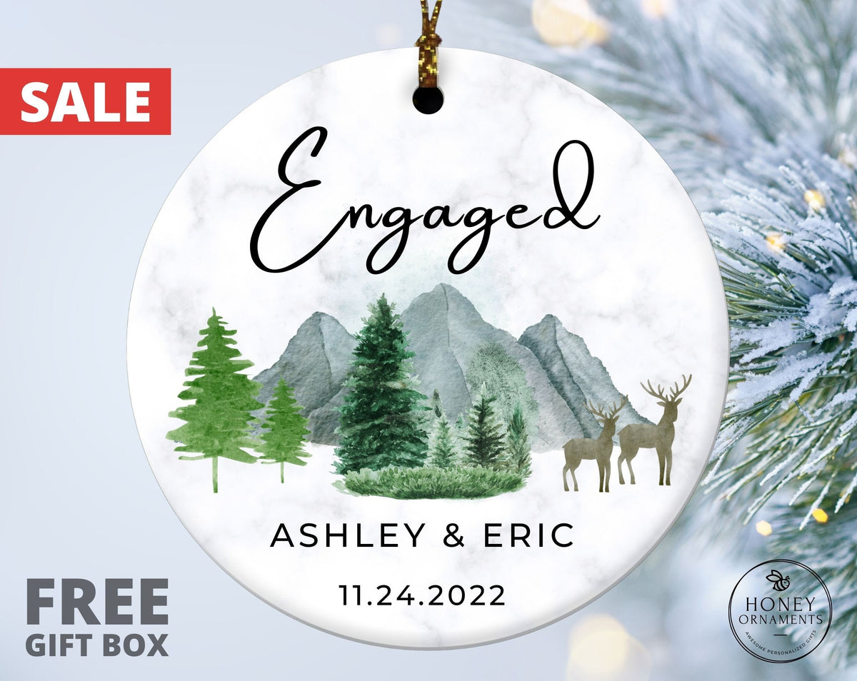 Engaged Ornament, Engagement Ornament Gift, Engagement Party Gift, Personalized Engagement Gift, Custom Engagement Christmas Gift with Names
