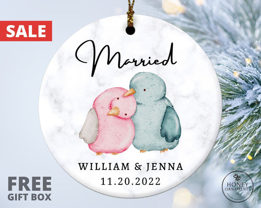 First Christmas Married Ornament, Personalized Married Ornament, Custom Marriage Couple Ornament, Couples Anniversary Keepsake Newlywed Gift