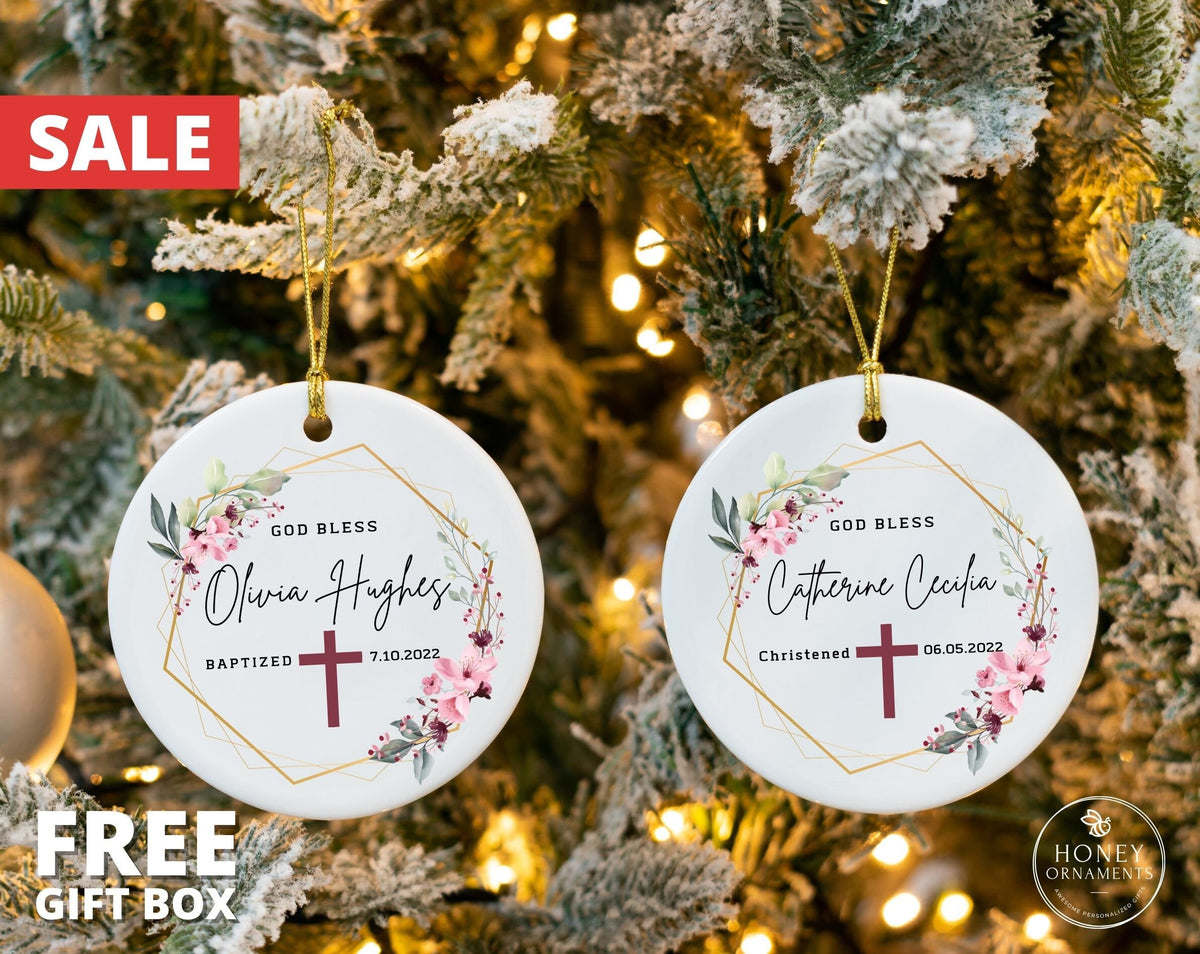 Personalized God Bless Baptized Ornament - photo 3