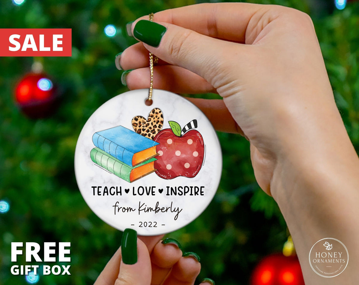 Teach Love Inspire Teacher Gift, Preschool Daycare Teacher Gift, Teacher Appreciation Ornament, Personalized End of Year Thank You Teachers