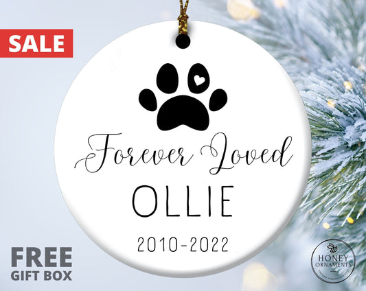 Personalized Dog Christmas Ornament, Cat Ornament, Pet Memorial Ornament, Forever Loved Memorial Ornament, Pet Memorial Gift for Pet Owner