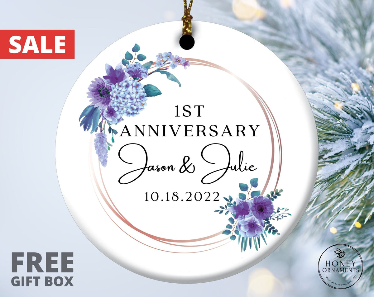 1st Anniversary Gift for Husband, 1st Anniversary Gifts, Personalized Anniversary Ornament, 1st Wedding Gift, 1 Year Anniversary Gift